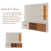 PANEL TV HOME BRISE OFF WHITE ALTO BRILLO/JEQUITIBA