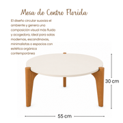 MESA CENTRO FLORIDA 0,55 BLANCO ALTO BRILLO /MADERA