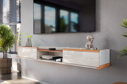 MUEBLE TV FLOTANTE ATLAS 1.83m OFF WHITE Y MADERA