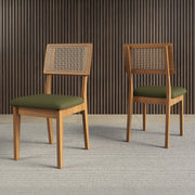 SILLA DE COMEDOR CON TELA - FREIJO / VERDE