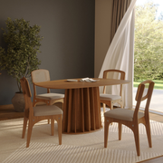 SILLA DE COMEDOR CON TELA - FREIJO / BEGE RUSTICO
