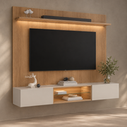 CONJ PANEL EVORA 1.8 - JEQUITIBA + BANCADA EVORA 1.8 JEQUITIBA / OFF WHITE NEW