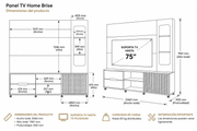 PANEL TV HOME BRISE OFF WHITE ALTO BRILLO/JEQUITIBA