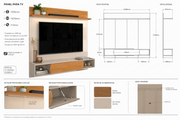 PANEL TV DENVER OFF WHITE ALTO BRILLO/JEQUITIBA