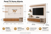 PANEL TV HOME ISTAMBUL OFF WHITE ALTO BRILLO/JEQUITIBA RIPADO