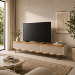 MUEBLE TV DUNE 2.20m OFF WHITE / MADERA