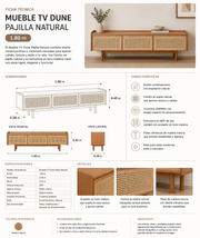 MUEBLE TV DUNE 1.80m PAJILLA NATURAL