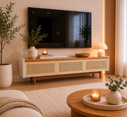 MUEBLE TV DUNE 1.80m PAJILLA NATURAL / OFF WHITE