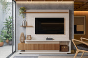 PANEL TV HOME ISTAMBUL OFF WHITE ALTO BRILLO/JEQUITIBA RIPADO
