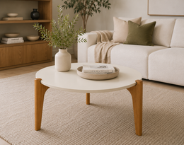 MESA CENTRO FLORIDA 0,55 BLANCO ALTO BRILLO /MADERA