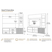 PANEL TV HOME BRISE OFF WHITE ALTO BRILLO/JEQUITIBA
