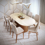 MESA LIVING 2.20m - OVALADA OFF WHITE / MADERA