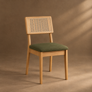SILLA DE COMEDOR CON TELA - FREIJO / VERDE