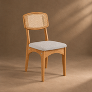 SILLA DE COMEDOR CON TELA - FREIJO / BEGE RUSTICO