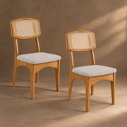 SILLA DE COMEDOR CON TELA - FREIJO / BEGE RUSTICO