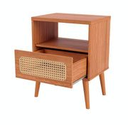 MESA DE LUZ 1 CAJON - FREIJO/TELA NATURAL