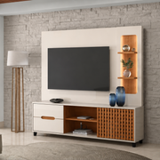 PANEL TV HOME BRISE OFF WHITE ALTO BRILLO/JEQUITIBA