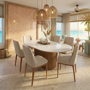 MESA LIVING 1.80m - OVALADA OFF WHITE / MADERA